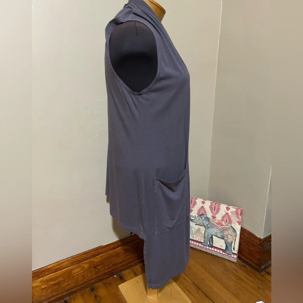 Bryn Walker Taupe Jersey High Low Open Draped Sleeveless‎ Cardigan Bamboo Sz L